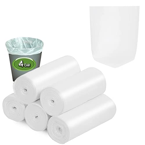 Small Trash Bags, Inwaysin Small Garbage Bags 4-6 Gallon Biodegradable Can Liners Thicken, Size Expanded, White 200 Counts - style: 4Gal-White-200