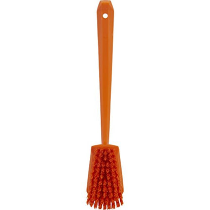 Vikan 2 3/4 in W Scrub Brush, Stiff, 11 51/64 in L Handle, 4 1/2 in L Brush, Orange, Plastic 41867-1 Each - color: Orange