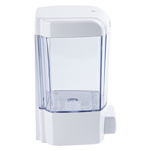 Restaurantware Clean Tek Professional 23.7 Ounce Manual Soap Dispenser 1 Wall-Mountable Soap Dispenser - With Security Key White Plastic Refillable Soap Dispenser Push Mechanism Transparent Tank - color: White