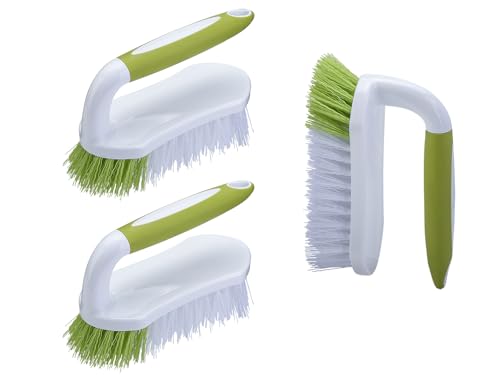 Scrub Brush for Cleaning, Heavy Duty Shower Scrubber with Stiff Bristles for Tub, Sink, Floor, Tile, and Carpet Scrubbing, 3 Pack - color: Yellow-green 3pcs