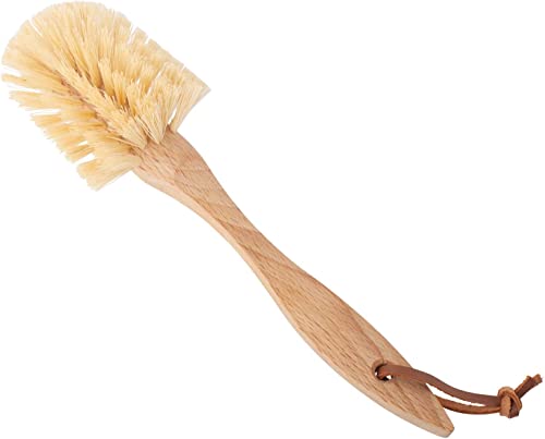 Redecker Dish Brush, Tampico Fiber, Curved Handle – Wrap-Around Bristles for Full Coverage Cleaning, Made in Germany - size: Single Unit, 10-3/8-Inches