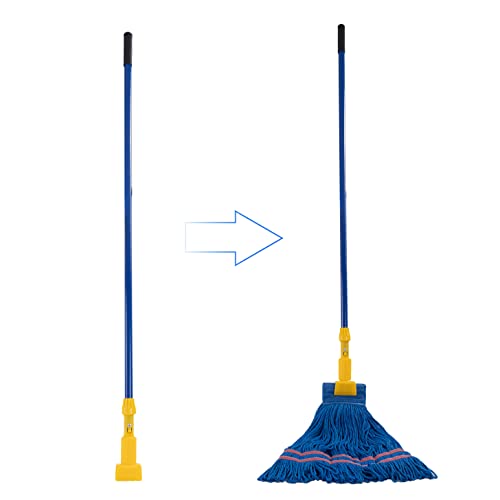 Matthew Cleaning Commercial Quick-Change Iron Mop Handle for Floor Cleaning Heavy Duty Mop Stick Replacement 60inch Jaw Clamp-Style Wet Mop Gripper Holder Handle 12 Packs - color: Small Jaw Clamp - Blue