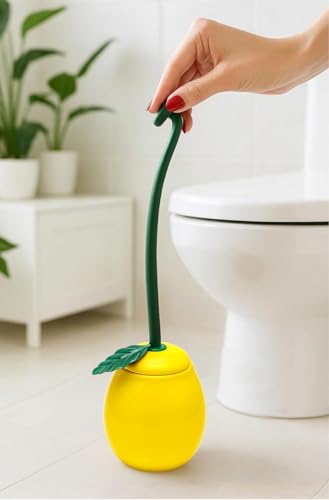 Deep & Sturdy Toilet Bowl Brush with Holder - Pear Bowl Brush - Durable Scrubbing - Toilet Cleaners - Household Essentials - Bathroom Cleaner - Cleaning Supplies - Household Supplies - color: Pear