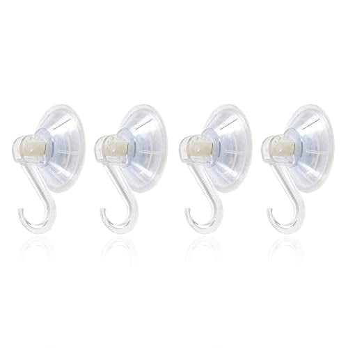 1st Choice Clear Plastic Suction Cup Hooks, 4 Pack Ultra Heavy Duty Power Lock Vacuum Traceless Smooth Waterproof Oil-Proof Wall Shower Kitchen Window Bathroom Holder - size: 4 pcs