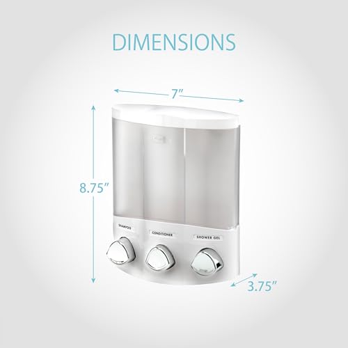 Better Living Products, White 76354 Euro Series TRIO 3-Chamber Soap and Shower Dispenser - size: 3-Chamber