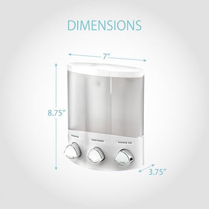 Better Living Products, White 76354 Euro Series TRIO 3-Chamber Soap and Shower Dispenser - size: 3-Chamber