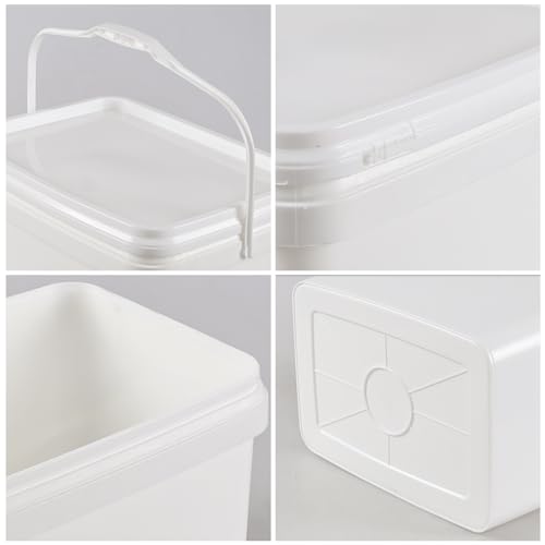 Parlynie 4 Pcs 5 Gallon Plastic Bucket with Lid, Heavy Duty Bucket Pail with Handle for Storage Container Home Household Cleaning (White)