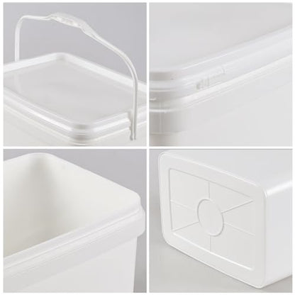 Parlynie 4 Pcs 5 Gallon Plastic Bucket with Lid, Heavy Duty Bucket Pail with Handle for Storage Container Home Household Cleaning (White)