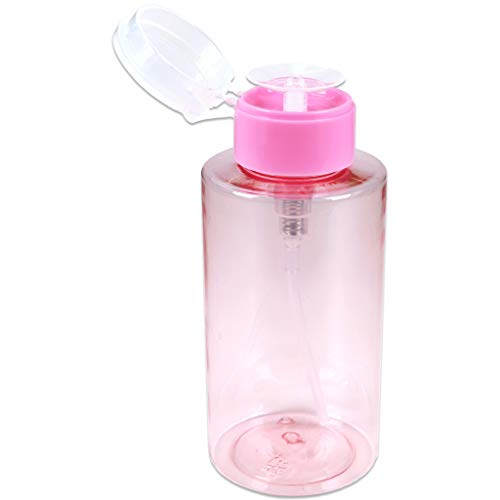 10oz Pink Push Down Pump Dispenser Empty Refillerble Bottle with Flip Top Cap - for Nail Polish, Travel, Cosmetics Packaging - color: Pink, size: 10 Ounce - 1 Bottle