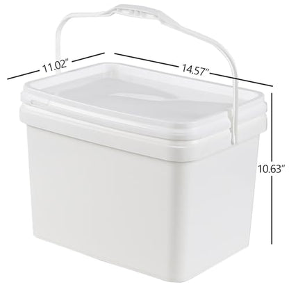 Parlynie 4 Pcs 5 Gallon Plastic Bucket with Lid, Heavy Duty Bucket Pail with Handle for Storage Container Home Household Cleaning (White)