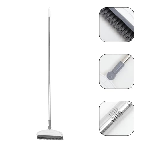 Long Handle Floor Scrub Brush with Hard Bristles for Crevice and Tile Cleaning, 126cm Extension Handle Bathroom and Kitchen Floor Scrubber for Deep Cleaning in Home and Outdoor Use