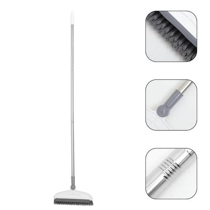 Long Handle Floor Scrub Brush with Hard Bristles for Crevice and Tile Cleaning, 126cm Extension Handle Bathroom and Kitchen Floor Scrubber for Deep Cleaning in Home and Outdoor Use