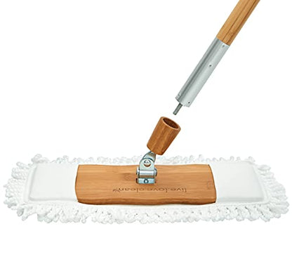 Harper Live.Love.Clean. Bamboo 2-in-1 Smooth Surface Wet/Dry Dust Mop with (2) Washable Wraparound Pads for Cleaning Dust, Pet Hair & Fine Dry Dirt - style: Bamboo Household Wet/Dry Mop