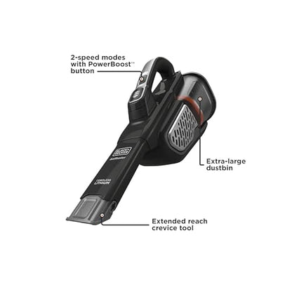 BLACK+DECKER dustbuster Portable Vacuum Cordless Handheld, Small Hand Vacuum Cleaner for Dorm Home and Car, Powerful 20V AdvancedClean+ (HHVK515J00FF)