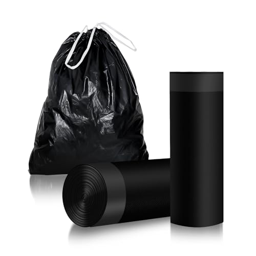 40 Count 13 Gallon Drawstring Trash Bags, Heavy Duty Unscented Garbage Bags, Extra Strong, Tear & Leak Resistant, for Kitchen, Home, Office, Fits 40-60L Bins (Black) - color: 13 Gallon-Black