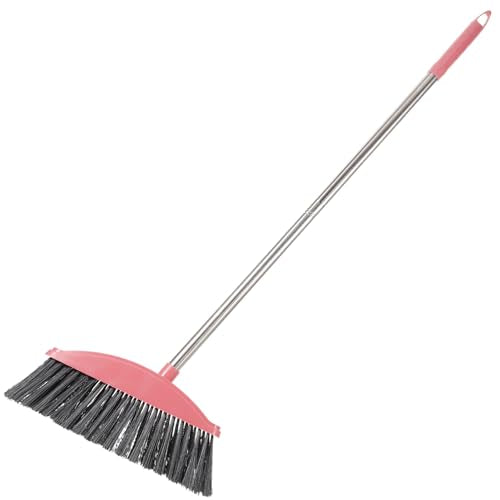 Luxshiny Outdoor Broom with Long Handle 34.37 Inch Angle Floor Wiper for Home Kitchen Yard Cleaning Household Sweeping Tool - color: Pink