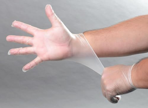 Daxwell Vinyl Gloves, Powder Free, Large, Clear, F10001750 (Case of 1,000, 10 Boxes of 100) - size: Large