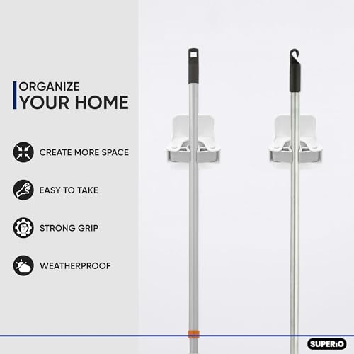 Superio Broom Organizer, Single Plastic Broom & Mop Organizers (Plastic, 16) - size: 16