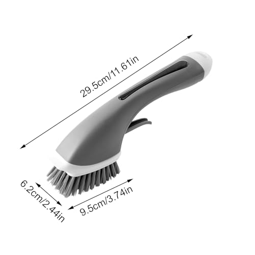 Dish Brush with Soap Dispenser, Soap Dispensing Dish Brush Detachable Handle, Kitchen Scrub Brushes for Dishes Kitchen Sink Bathroom Tiles - color: Gray