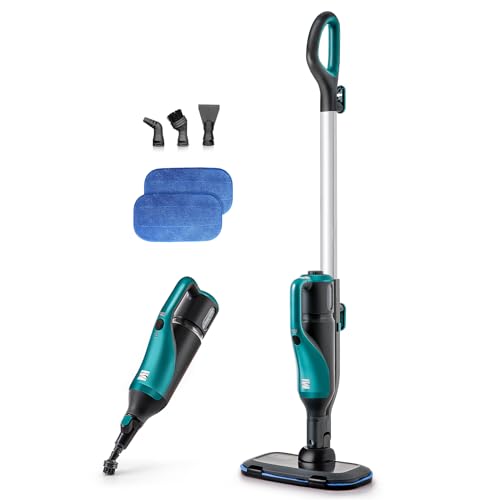 Kenmore SM2050 2-in-1 Steam Mop Hard Floor Cleaner with 2 Modes & 2pcs Washable Pads for Carpets, Rugs and Upholstery, Green - color: Green