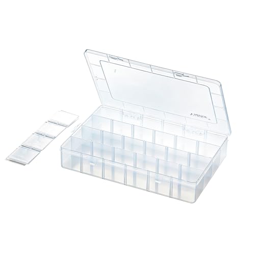 Vidifor 24-Grid Large Plastic Storage Box with Removable Dividers, Multi-compartment Organizer for Home, Office, Crafts, or School Supplies (1, Large)