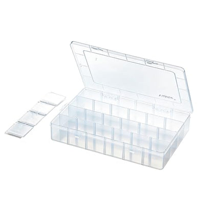 Vidifor 24-Grid Large Plastic Storage Box with Removable Dividers, Multi-compartment Organizer for Home, Office, Crafts, or School Supplies (1, Large)