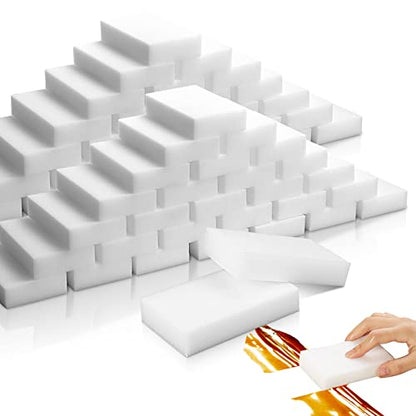 50 Pack Melamine Sponges, Magic Sponge Eraser, Durable Multi-Purpose Premium Melamine Foam Eraser for All Oil Stains, Coffee Cup Stains, Bathroom, Kitchen, Leather, Shoes, Walls, car interiors. - color: 50pc