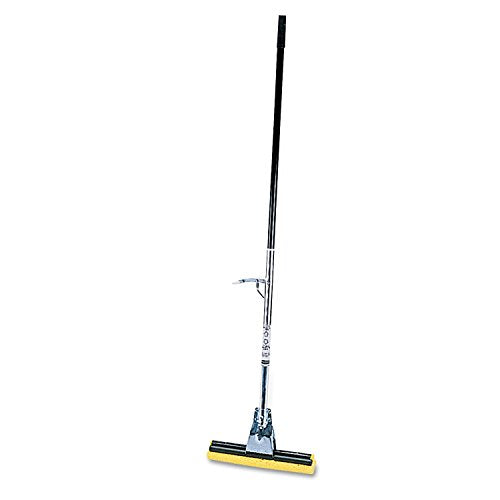Steel Roller Sponge Mop, Bronze Handle with 12" Wide Yellow Sponge, pull lever RUB6435BRO