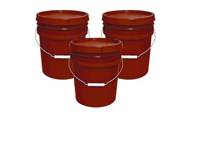 MKS Plastics 5-Gallon Bucket with Airtight Lid – Made in USA, Food Grade BPA Free Plastic, Heavy Duty Multi-Use, Metal Handle with Grip, Stackable Storage – Burgundy, 3 Pack - color: Burgundy, size: 3