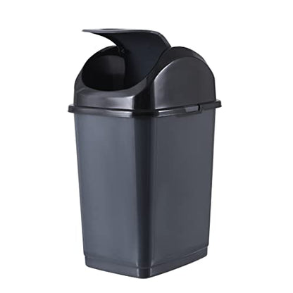 Superio Medium Trash Can with Lid 4.5 Gallon Plastic Swing Top Garbage Can Slim Waste Bin for Under Sink/Cabinet, Laundry Room, Kitchen, Office, Bedroom, Bathroom, College Dorm, 18 Qt, Grey - size: 4.5 Gallon, style: 1 Pack