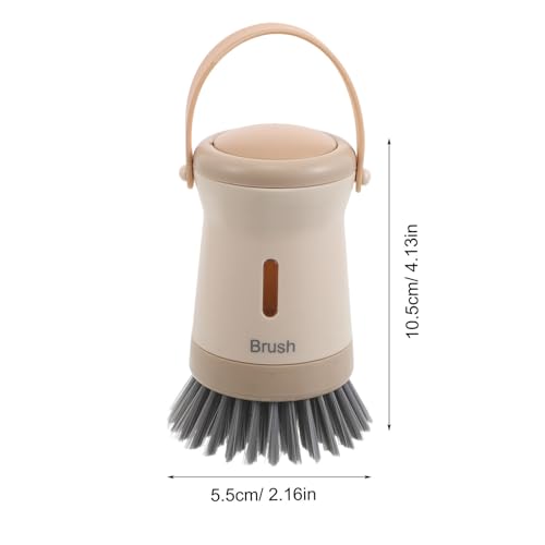 FOMIYES Soap Dispensing Dish Scrubber Brush for Kitchen Sink Cleaning Palm Handle Pot and Pan Brush with Built-in Soap Dispenser for Efficient Kitchen Cleaning