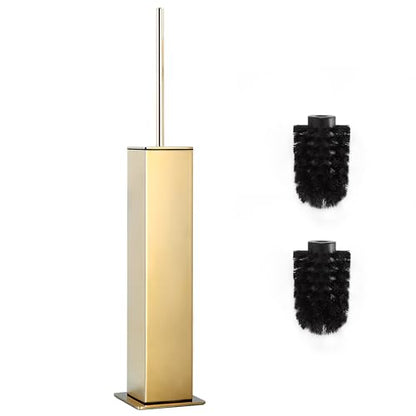 Gold Toilet Brush with Holder 304 Stainless Steel Toilet Bowl Brush, Square Bathroom Cleaner Brush - color: Gold