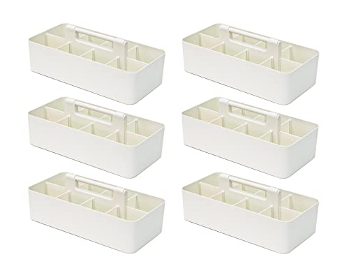 -Large Portable Caddy, DIY Dividers, 8 Compartments, School Office Supplies Home Business Organizer,Portable Basket with Handle Storage Organizer Modern Made in USA (6 PACK, Ivory) - color: Ivory, size: 6 PACK