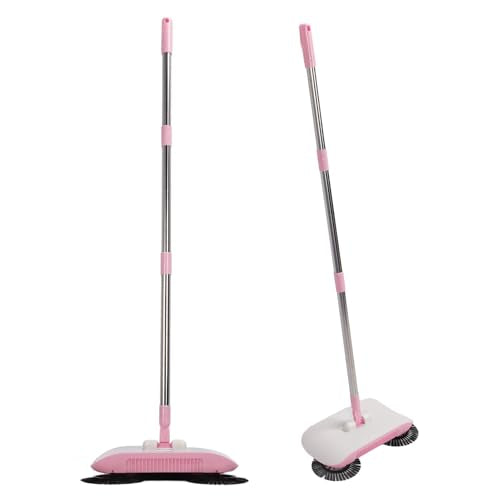 Function Manual Floor Sweeper Mop with 180 Rose Gold Finish for Hardwood Tile Marble No Electricity Needed - color: Roseate