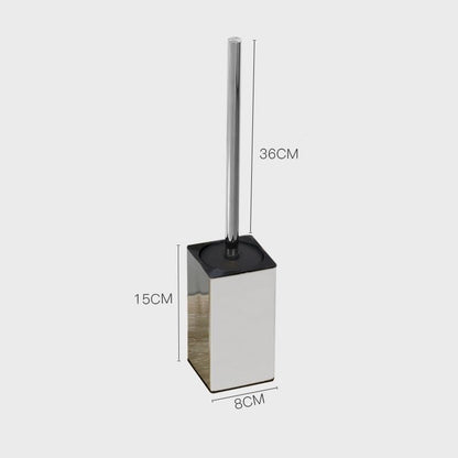Toilet Brush and Holder, Stainless Steel Square Toilet Bowl Brush Freestanding with Lid,Toilet Cleaner Brush Set for Bathroom Storage,Brushed Silver - size: Free Standing