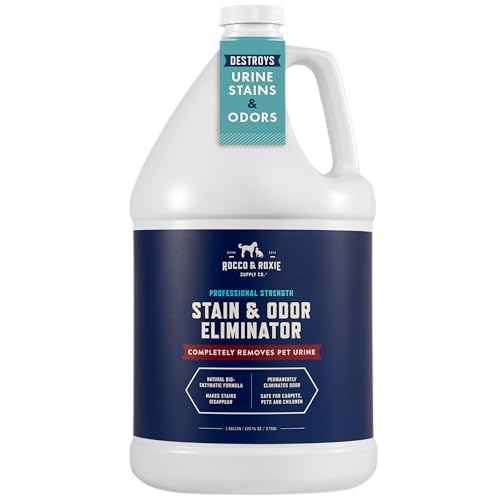 Rocco & Roxie Supply Co. Stain & Strong Odor Eliminator, Enzyme Cleaner, Pet Odor Eliminator for Home - Carpet Stain Remover for Cats & Dog Pee - Urine Destroyer - Carpet Cleaner Spray, 1-Gallon - size: 128 Fl Oz (Pack of 1)