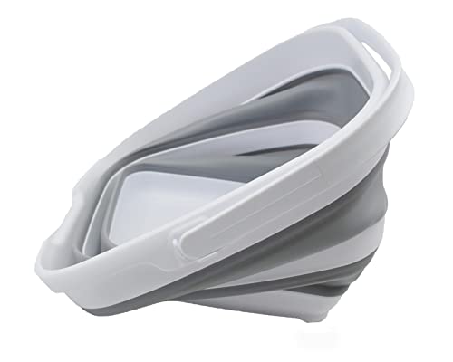SAMMART 10L (2.6 Gallon) Collapsible Rectangular Handy Bucket (White/Grey, 1) - color: White/Grey