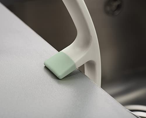 Joseph Joseph Edge Dish Brush with Integrated Sink Rest, Light Stone/Sage - color: Stone/Sage