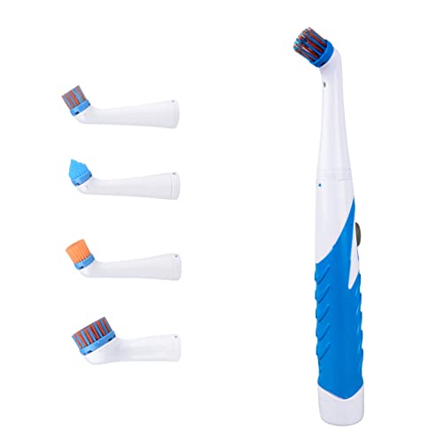 Electric Cleaning Brush with 4 in 1 Multiple Brush Heads, Indoor Household Cordless Motorized Brush for Bathroom Toilet Kitchen Tile Crevice - color: Blue