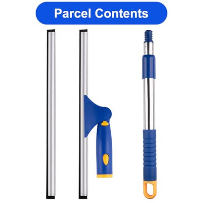 BITOPE 14 inch Shower Squeegee for Glass Door with 2pcs Rubber Refills Extension Handle Window Car Windshield Cleaner Tool for Cleaning Shower Door Mirrors Tile Walls Bathroom RVs
