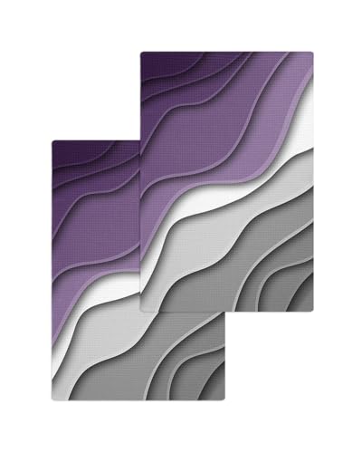 Ombre Purple Hand Towels Set,Waffle Weave Kitchen Towels 2 Pieces,Microfiber Hair Face Bath Tea Towel Absorbent Quick Drying Cleaning Dish Cloths,Abstract Geometric Grey Modern White 15.7"x23.6" - color: Purple, size: 2PCS,15.7"x23.6"