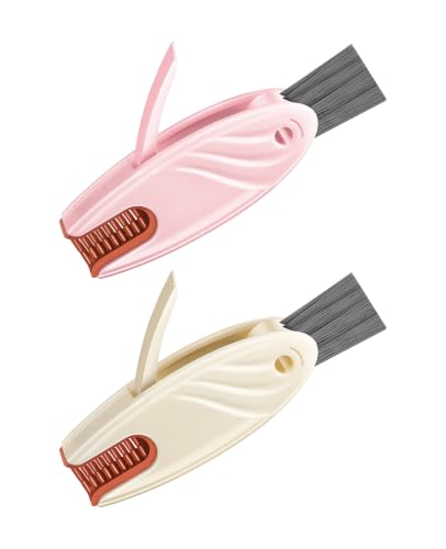 4 in 1 Cup Lid Gap Cleaning Brush Set 2 Pcs - Multifunctional Bottle Cleaning Brush Tools for Home Kitchen and Travel Cleaning | Portable Silicone Cup Lid Cleaner in 2 Colors (Beige & Pink) - color: Beige & Pink