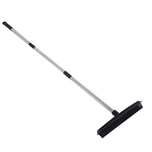 Multifunction Telescopic Floor Carpet Broom Pet Hair Dust Removal Cleaner Sweeper Tools (Black) - color: Black
