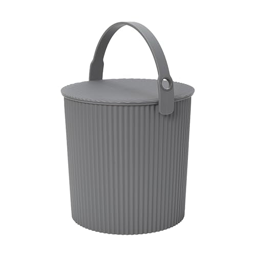 Hachiman Large Bucket - 2.6 Gallon Heavy Duty Bucket with Lid and Handle - Hands-Free Filling - Easy to Stack and Store - Indoor Outdoor Use - 10.4" x 11.1" - New Grey - color: New Grey, size: Large
