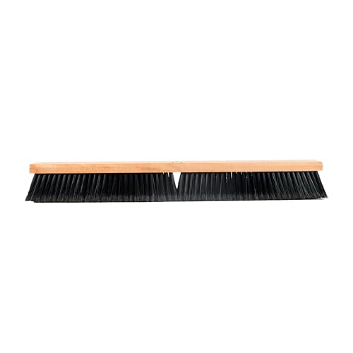 Restaurantware-BROOM HEAD ONLY: Clean Tek Professional 30-Inch Broom Head, 1 Heavy-Duty Push Cleaning Tool - Handle And Brace Sold Separately, Fine Plastic Bristles, Wooden, Commercial Use - size: 30", style: Wood, with Fine Flagged Bristles
