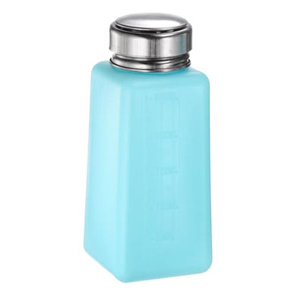 HARFINGTON Solvent Alcohol Dispensers 250ml(8.5oz) Push Down Liquid Dispenser Pump Bottle with Sealing Stainless Steel Lid for Acetone Cleanser Polish Remover, Blue - color: Blue, size: 8.5 Ounces