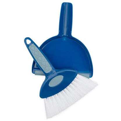 Small Broom with Snap-on Dust Pan, Blue Hefty Durable (1)