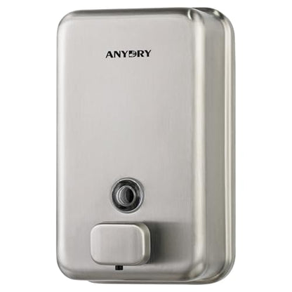 anydry Commercial Wall Mounted Soap Dispenser 37oz 1100ml Large Capacity Brushed Stainless Steel Manual Dispenser for High Traffic Restrooms - color: Brushed