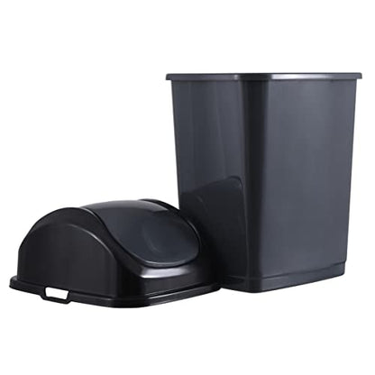 Superio Trash Can for Dorm Room with Lid 4.5 Gallon Plastic Garbage Can with Swing Top Lid, Medium Slim Waste Bin with Cover for Home, Kitchen, Office, Bedroom, Bathroom, College- 18 Qt (Dark Grey 2) - size: 4.5 Gallon, style: 2 Pack