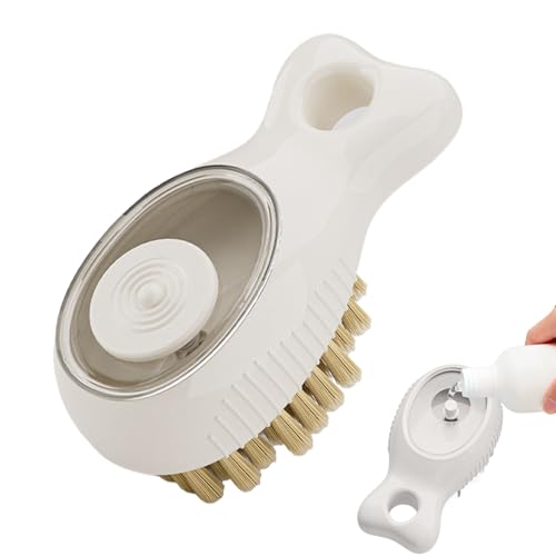 Handheld Kitchen Brush Cleaner - Lightweight Dish Wash Brush, Multi Use Kitchen Pot Scrubber for Grill Grates Oven, Nylon Bristle Sink Cleaning Scrubber, Pot Cleaner, Utensil Scrubbers for Daily Use - color: Cream White
